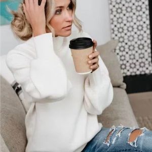 Medium sized cream Amsterdam mock neck sweater from Vici. So very soft and warm.